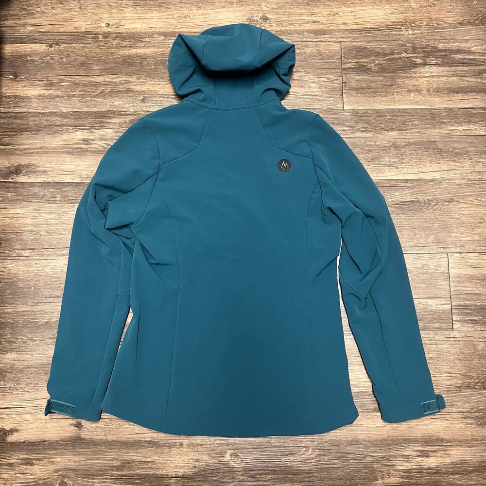 Marmot Moblis Softshell Jacket Womens S Teal Hooded Stretch Gorpcore Windbreaker - Picture 3 of 12